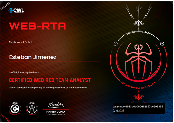 Certified Web Red Team Analyst (Web-RTA)
